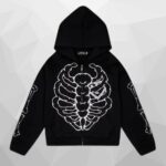 Black Carsicko Skelly Zip-Up Hoodie