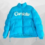 Buy the Unisex Blue Carsicko Logo Puffer Jacket