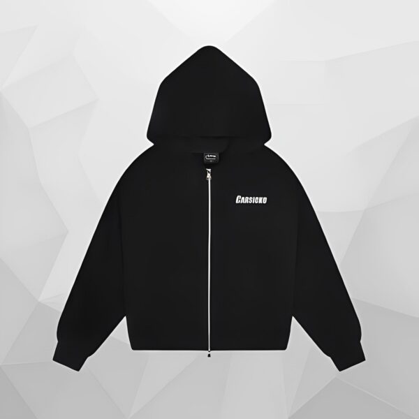 Carsicko FTP Stamp Zip-Up Hoodie in Black