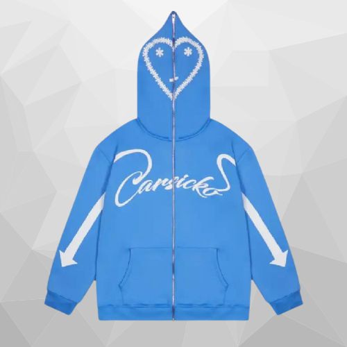 Carsicko Love Spread Blue Zip-Up Hoodie