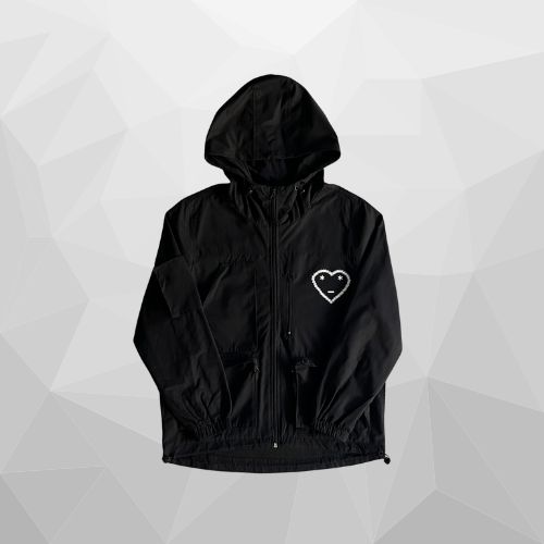 Stylish Black Carsicko Heart Sensible Cargo Jacket